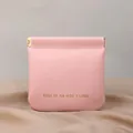 Rose pink camellia style makeup bag in small size with squeeze metal closure - Small / Rose Pink
