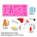 Pink silicone hardware tool mold with ladder and hammer shapes for cake decorating - 4# Multi-tool Strip / Pink