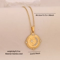 Golden stainless steel star and moon pendant necklace with clear gems and measurement labels - Round Star Moon Zirconia Style(5#)