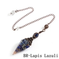 Lapis lazuli resin hexagonal pendulum with antique silver finish and energy coil - Lapis Lazuli Ancient Bronze