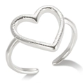 Minimalist silver open heart ring with textured hollow design and adjustable band - Style M Steel Color