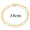 Detalle de una pulsera de cadena de clip bañada en oro de 14K con medida de 18cm de largo - Dorado / 18cm