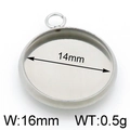Silver stainless steel 14mm round bezel pendant base tray for jewelry making - Steel Color 16MM