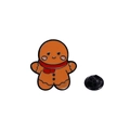 Spilla smaltata omino di pan di zenzero con sciarpa rossa e chiusura per Natale - Omino di pan di zenzero