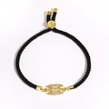 Adjustable black woven rope bracelet with gold-plated marquise zircon inserts - Triple Shuttle Shaped Pendant (Style 13)