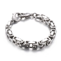 Bracelet pour homme en acier inoxydable argenté poli avec chaîne byzantine et fermoir homard - Couleur Acier (KB162553-Z)