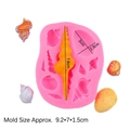Pink silicone fondant mold featuring seashell and starfish shapes for marine cake decorating - Style 8 (Conch Shell Mix) / Pink