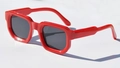 Classic red rectangular thick frame sunglasses with dark lenses in retro style - C6 Red Frame Black Lens