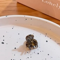 Mini brown tortoiseshell hair claw clip with France Handmade lettering in ceramic tray - Dark Coffee Pattern