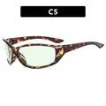 Y2K cycling sunglasses with tortoiseshell frame and light green lenses, C5 style - Tortoiseshell Frame Green Lens