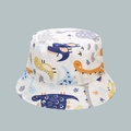 Dettaglio cappello a secchiello per bambini con stampe di dinosauri colorati in cotone - Dinosauro Colorato (3#)