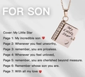 Rose gold book necklace for son with engraved heart and My Little Star message - 19 Silver Son Style Necklace