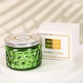 Velvet Rose scented candle in green embossed glass jar with matching white gift box - Starry Green (Lavender)
