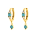 Gold s925 silver hoop earrings with turquoise and clover leaf floral design - Star Flare Pendant Style (Model I) / Gold