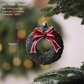 Kerstkrans hars ornament met rode strik voor de kerstboom, maat 9x4x10,5 cm - Bloemenslinger