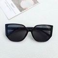 Oversized black cat-eye sunglasses with dark polarized lenses on a white background - Black and Gray