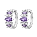 Boucles d'oreilles en argent S925 avec pierres violettes marquise et cristaux en fleur - Créole Géométrique Minimaliste 4347-VT