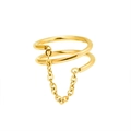 Minimalist double layer gold chain ring in 18K plated titanium steel for women - US 6 / Gold