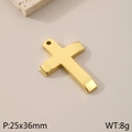 Polished golden titanium steel cross pendant, minimalist diy jewelry size 25x36mm - Bright Gold Macro Cross (KLJ503-Z)