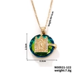 Stainless steel necklace with gold portrait pendant and green-to-purple crystal inlay - Green Gradient Style (N00921-122)