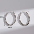 Orecchini a cerchio ovali intrecciati argento in acciaio inossidabile lucido - Stile Ovale Twist Argento (ER-1060)