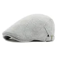 Light gray knitted cotton beret with adjustable side metal buckle and vintage texture - Adjustable / Light Gray