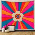 Arazzo bohémien con fiori arcobaleno e design pop art vintage per pareti - 73X95CM (Tessuto Spazzolato) / AH161253-Fiore Pop Retrò