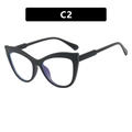 Cat eye glasses frame in glossy black finish with blue light blocking lenses - Matte Black