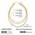Gelaagde gouden roestvrijstalen ketting met platte schakels en kruisketting in 8k-goud - Gouden Drielaagse Platte Curb Ketting Stijl (JDN0112003)