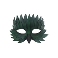 Dark green leather bird beak masquerade mask with feather pattern for Halloween party - Green