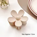 Korean style cream white flower hair claw clip in matte finish with 7.2cm size - Off-white