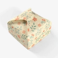 Mini square vintage gift box with beige floral pattern and secure folding closure - Pastoral Floral (No Ribbon)