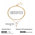 Collier multicouche en acier inoxydable doré avec pendentifs rectangle vert et croix - Style Pendentif Croix Triple Couche et Rectangle Vert (JDN2407046-3) / Or