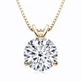 Classic 3-prong moissanite pendant necklace in 18k gold plated sterling silver - 9mm / Gold