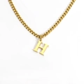 Minimalist 18K gold plated stainless steel necklace with iconic H letter pendant - Letter H / Gold