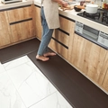 Set di tappeti da cucina in pelle PU marrone scuro spessi e antiscivolo - 51×99cm / Marrone