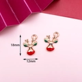 Golden Christmas reindeer charms with green antlers and red nose for DIY jewelry 18x12mm - 7# Reindeer