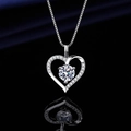 Elegant silver heart necklace with a sparkling round center stone and fine box chain - Xl-140 [comes With Box And Chain]