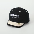 Detail of children's baseball cap with FRIENDS embroidery and beige contrast brim - 52cm 2-5 Years Old / Black