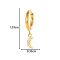 Golden moon charm hoop earring with white zircon inlay and 1.93cm length detail - Moon Pendant (T2595-8#Gold)