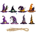Set di 8 etichette regalo cappello da strega Halloween con corda per decorazioni - Stile Cappello da Strega (J-0360)