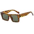 Schicke quadratische Sonnenbrille in Schildpatt-Optik mit dunkelgrünen Gläsern im Vintage-Stil - Schildpatt