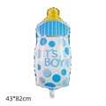 Blue baby bottle foil balloon with IT'S A BOY print for baby shower decor, 43x82cm size - Blue Polka Dot Milk Bottle