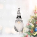 Handmade gray and white knitted Christmas gnome ornament with festive hanging loop - Style C / Gray