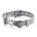 Bracelet en maille d'acier inoxydable argenté avec breloques lune et flocon de neige - Style Argent (KB124362-KFC)