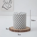 Minimalist grey bubble pillar candle on rustic wood slice base for home decor - Short Bubble Pillar (Blackberry Basil) / Gray