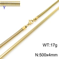 500x4mm 18k gold plated snake chain necklace with lobster clasp and sleek metal finish - Gold 4mmx500mm(KN203795-Z)