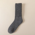 Thick grey wool terry crew sock for men, warm and soft thermal winter hosiery - One Size / Dark Gray