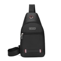 Wasserdichte Herren-Brusttasche aus schwarzem Oxford-Stoff mit sportlichen Trikolore-Details - Einlagig Klein / Schwarz