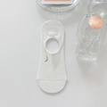 White cotton low cut liner socks with moon embroidery and vertical ribbed texture - Moon